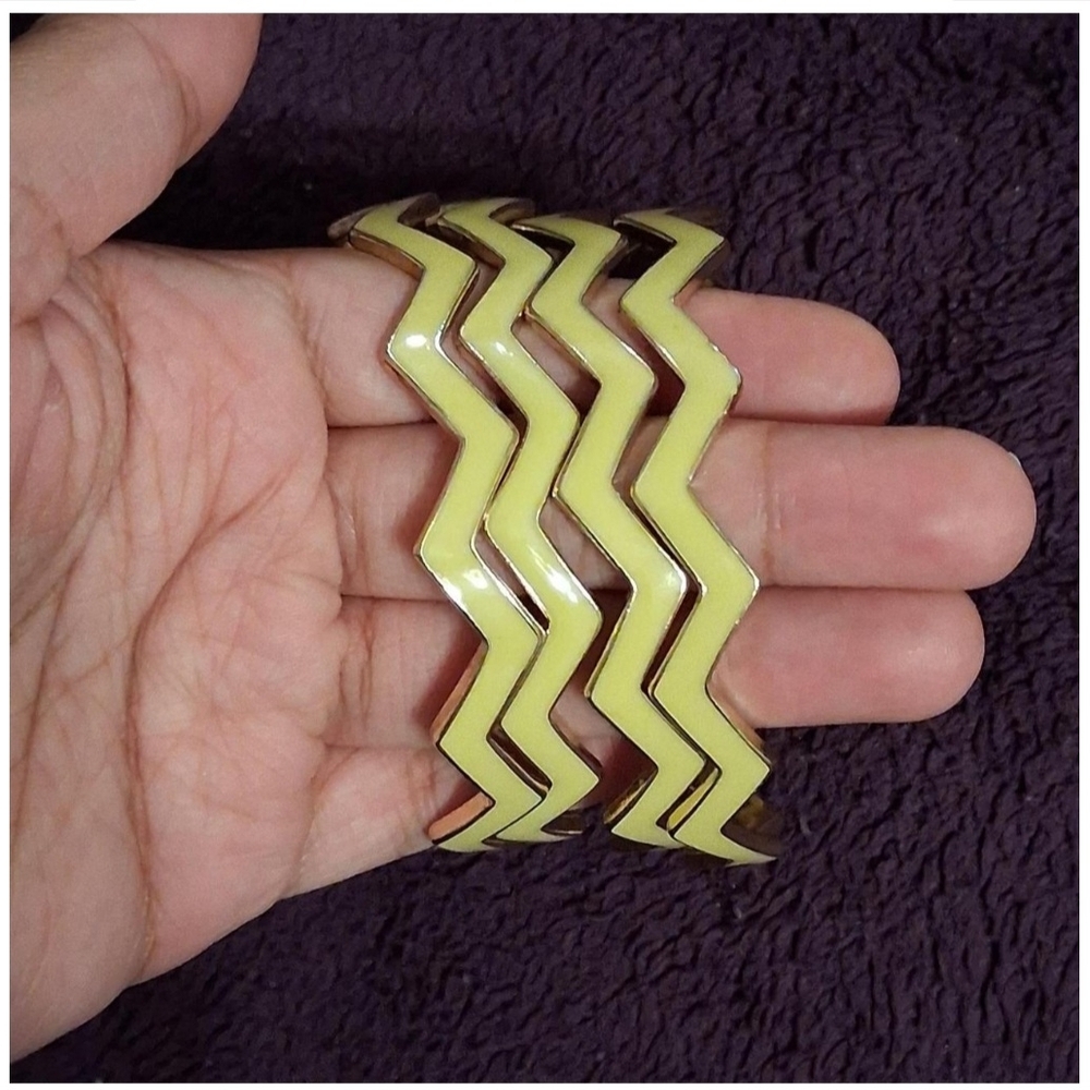 Yellow Chevron/Zigzag Bangles